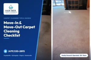Move-in move-out carpet cleaning Fayetteville AR - before and after carpet cleaning results by Har-Ber Carpet Cleaning